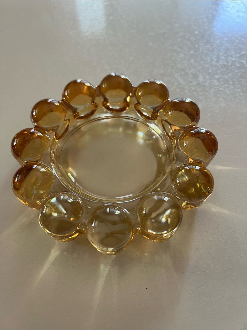 Vintage MCM Amber Boopie Bubble Glass Ashtray Dish